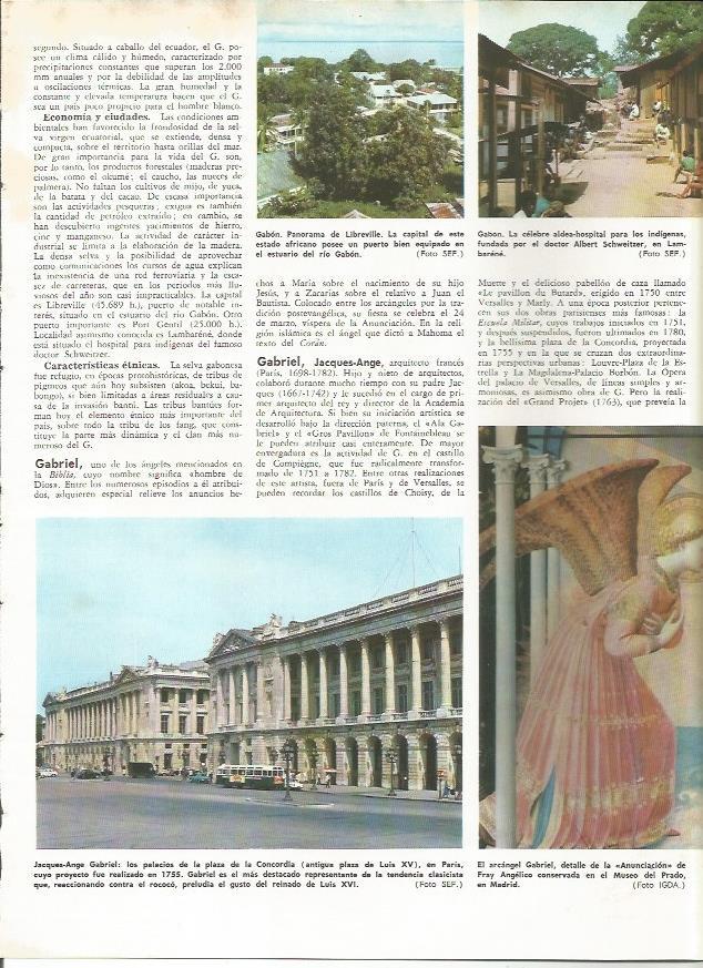 LAMINA MONITOR 0197: VISTAS DE GABON. PLAZA DE LA CONCORDIA DE PARIS. EL ARCANGEL GABRIEL POR FRAY ANGELICO