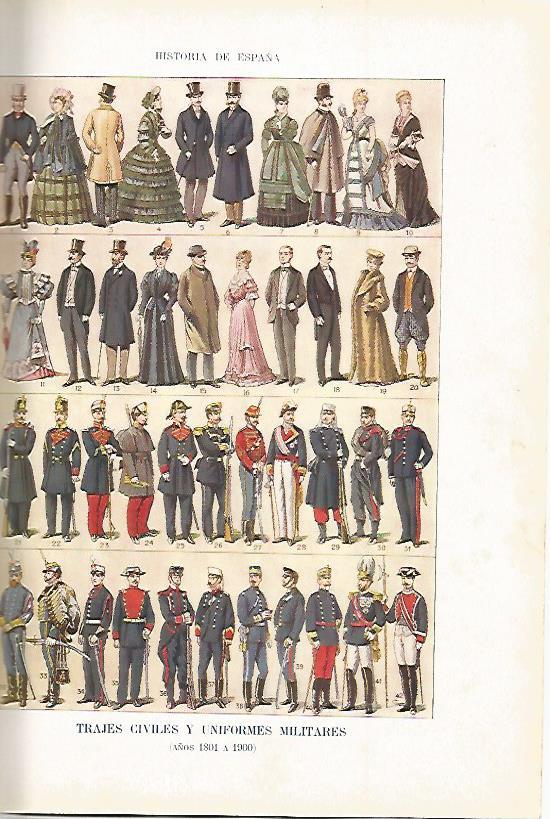 LAMINA 4253: Trajes civiles y uniformes militares de 1851 a 1900