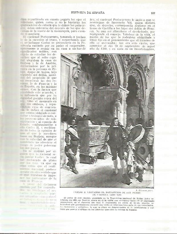 LAMINA 4328: Carlos II visitando el Monasterio de San Pedro de Cardeña en 1699