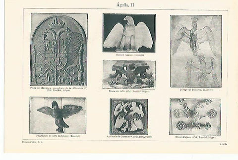 LAMINA ESPASA 12668: Aguila en diferentes elementos de arte