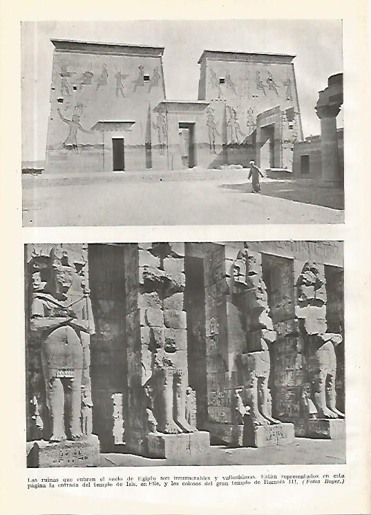 LAMINA GEOGRAFIA 0170: Templo de Isis en Philae y Templo de Ramses III Egipto