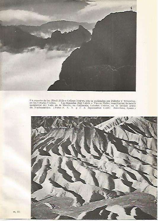 LAMINA GEOGRAFIA 0187: Black Hills Estados Unidos y Valle de la Muerte California