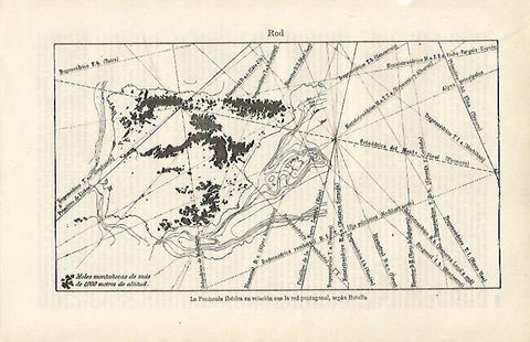 LAMINA ESPASA 16035: La Peninsula Iberica en relacion con la red pentagonal segun Botella