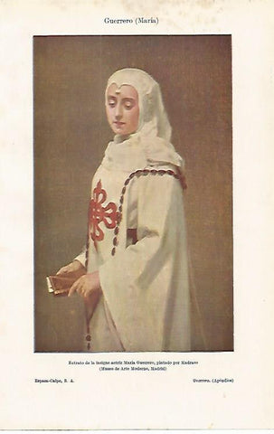 LAMINA ESPASA 16199: Retrato de la insigne Maria Guerrero por Madrazo