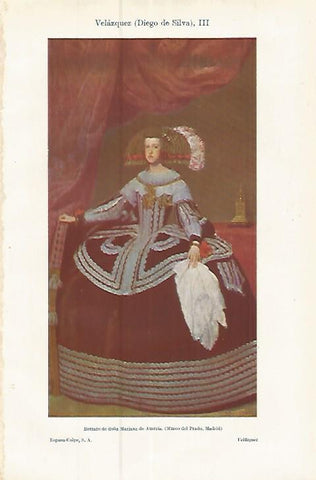 LAMINA ESPASA 17411: Retrato de Doña Mariana de Austria por Velazquez