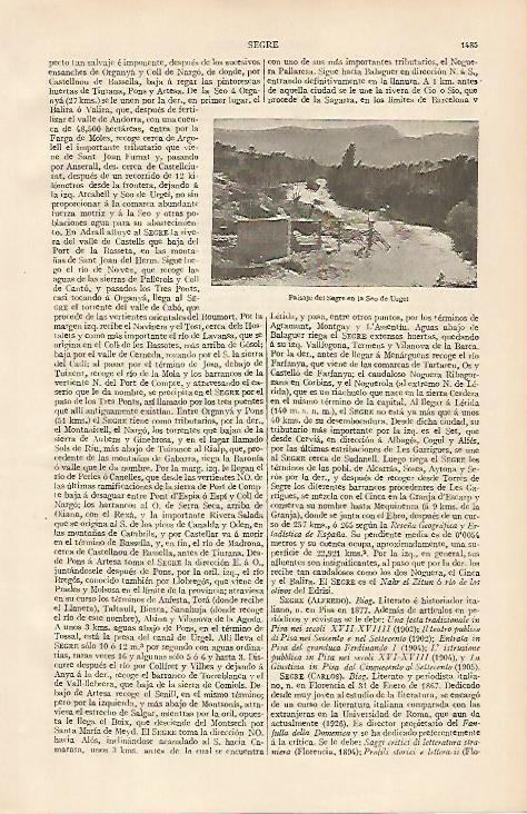 LAMINA ESPASA 19684: El Segre por la Seu d Urgell