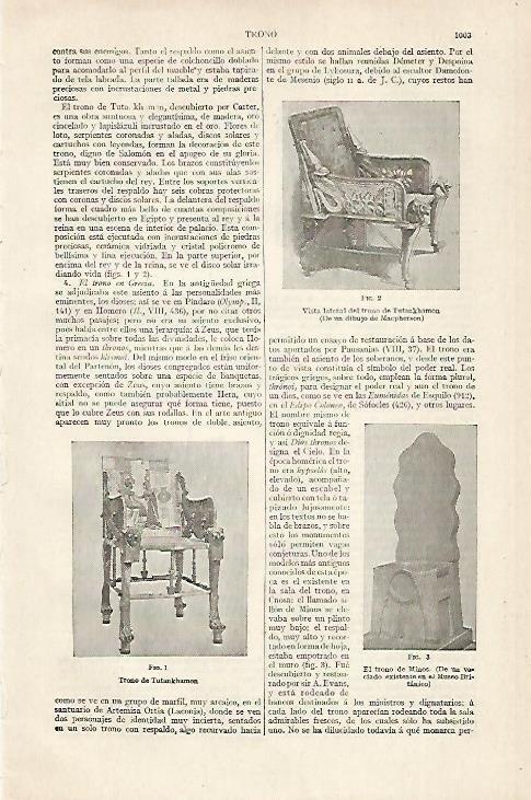LAMINA ESPASA 20504: Trono de Tutankhamon y Trono de Knossos