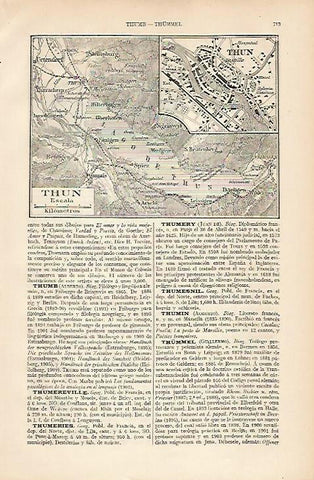 LAMINA ESPASA 8373: Mapa del lago de Thun Suiza