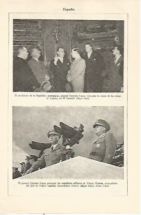 LAMINA ESPASA 22046: El presidente de Portugal en El Escorial en 1953