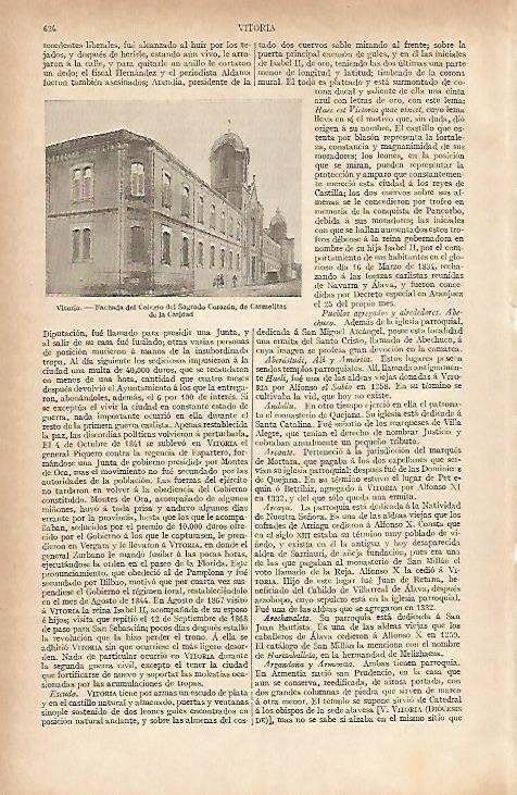 LAMINA ESPASA 4135: Vitoria. Fachada del colegio del Sagrado Corazon
