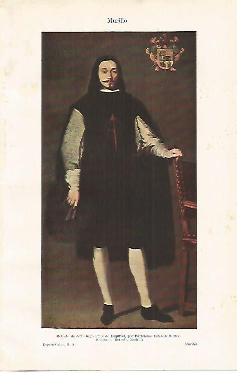LAMINA ESPASA 24555: Retrato de Don Diego Felix de Esquivel por Murillo