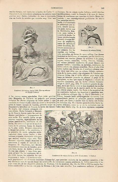LAMINA ESPASA 7521: Sombreros de señora de los años 1790 1809 y 1810