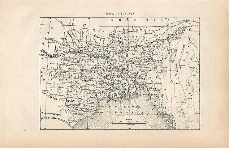 LAMINA ESPASA 25140: Mapa de Bengala India