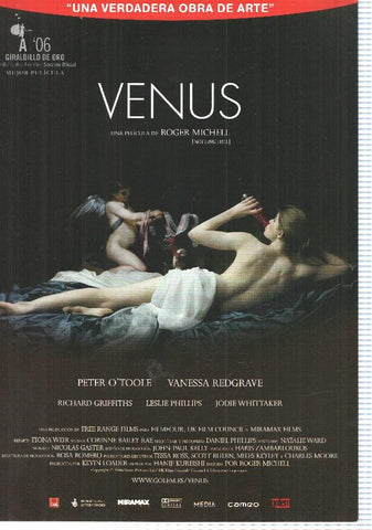 Poster de pelicula: Venus. de Roger Michell. Peter Otoole, Vanessa Redgrave, Richard Griffiths