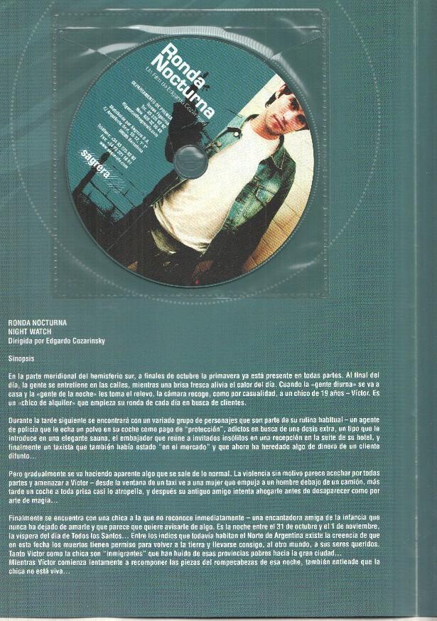 Pelicula y poster: Ronda nocturna. Un Film de Edgardo Cozarinsky. Gonzalo Heredia, Rafael Ferro, Moro Anghileri