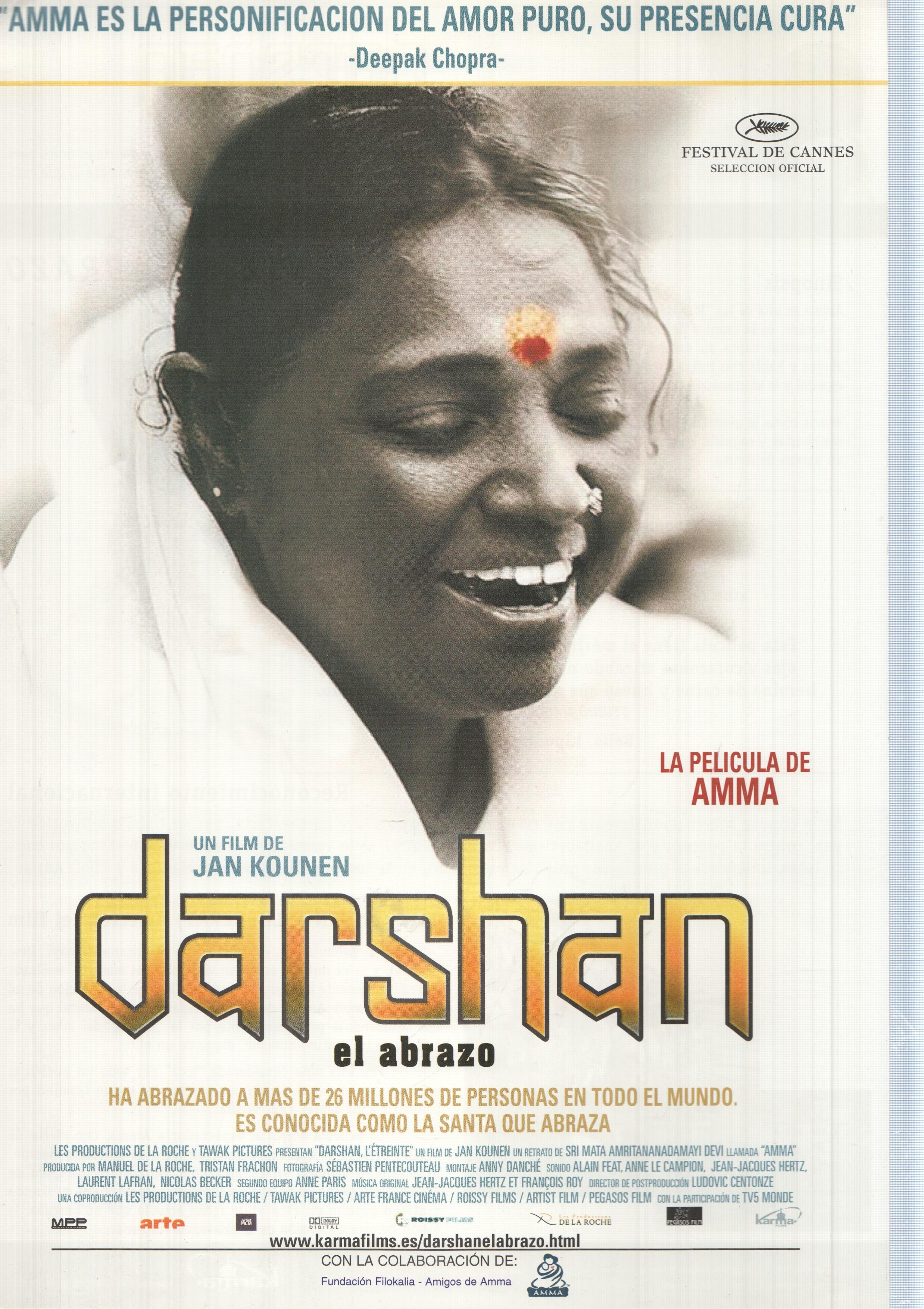 Poster de la pelicula: Darshan, el abrazo. Un film de Jan Kounen. Una pelicula de Amma