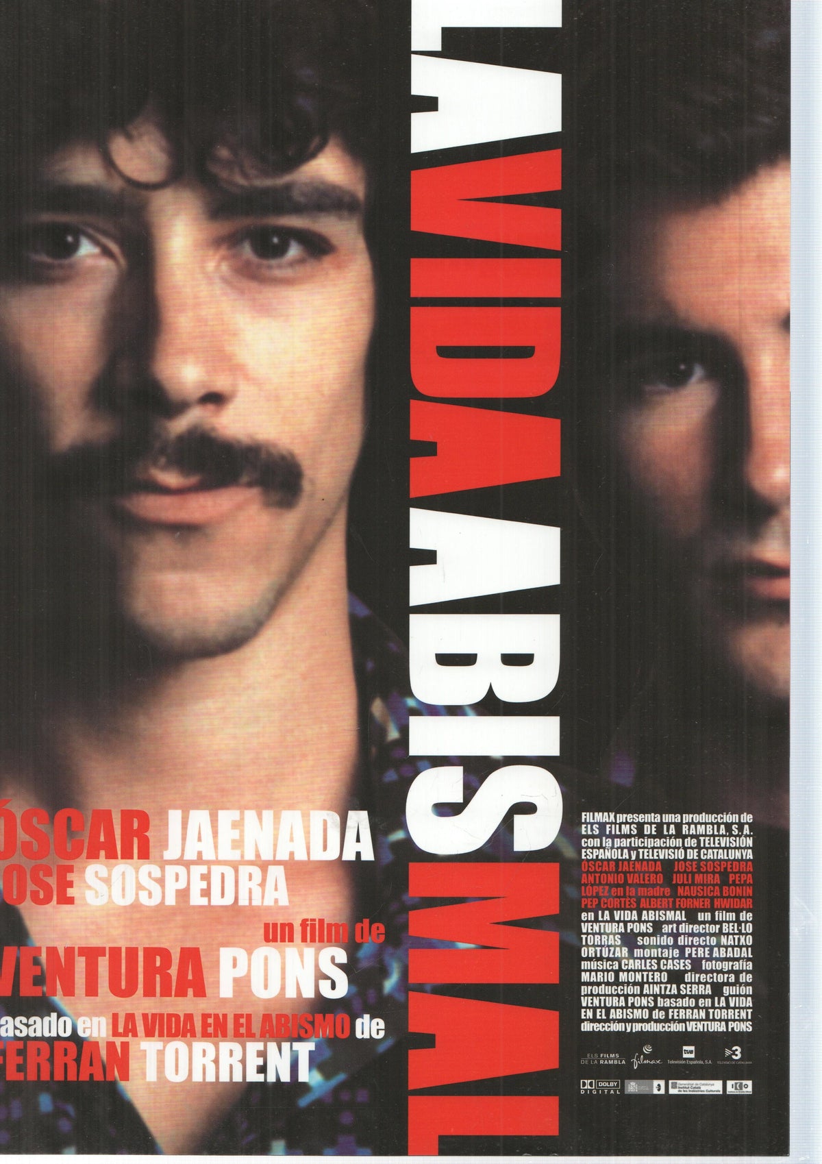 Poster de la pelicula: La Vida Abismal, dirigida y producida por Ventura Pons. Oscar Jaenada, Jose Sospedra, Antonio Valero, Juli Mira
