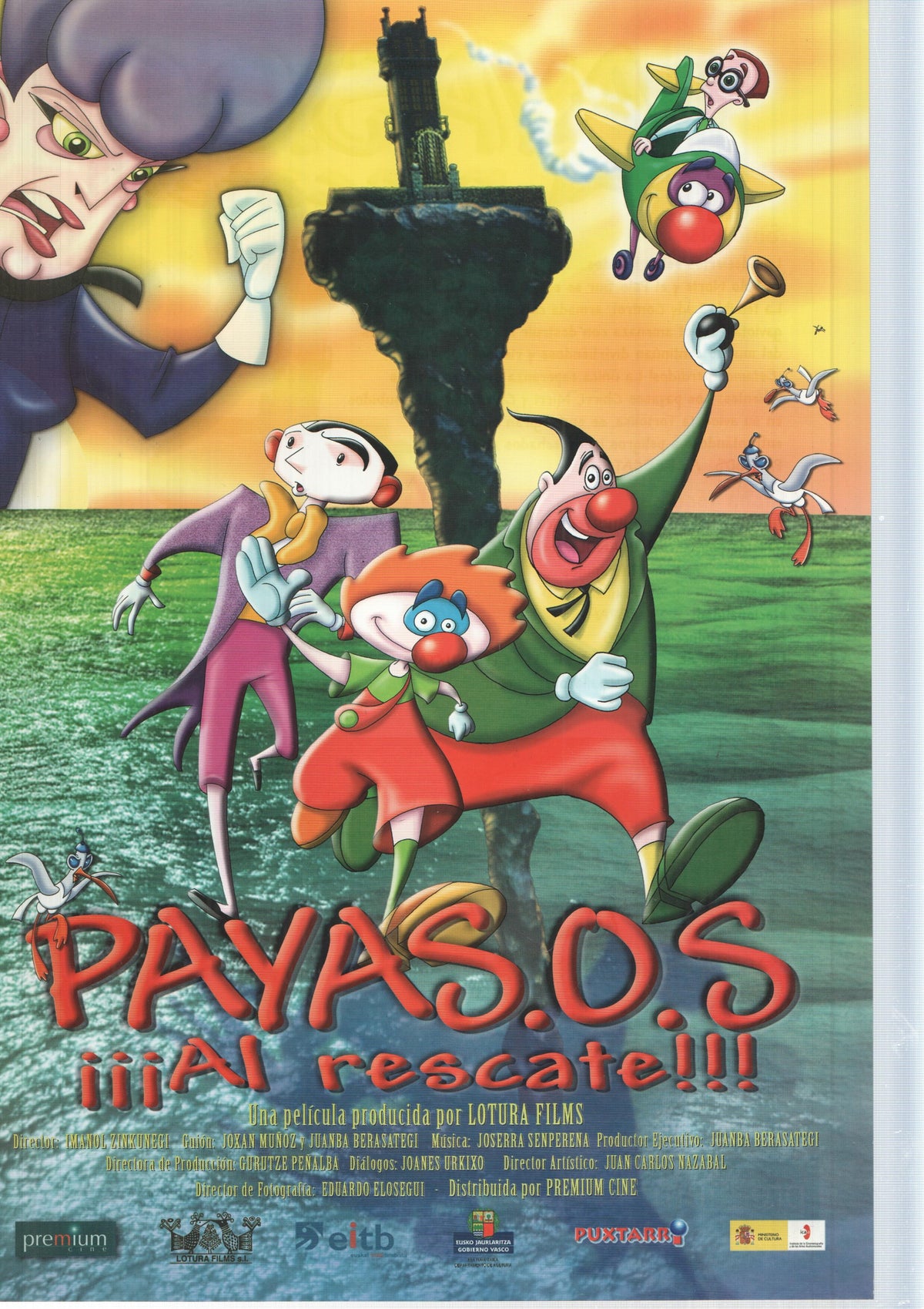 Poster pelicula animacion: Payasos, al rescate. Una pelicula producida por Lotura Films, dirigida por Imanol Zinkunegi
