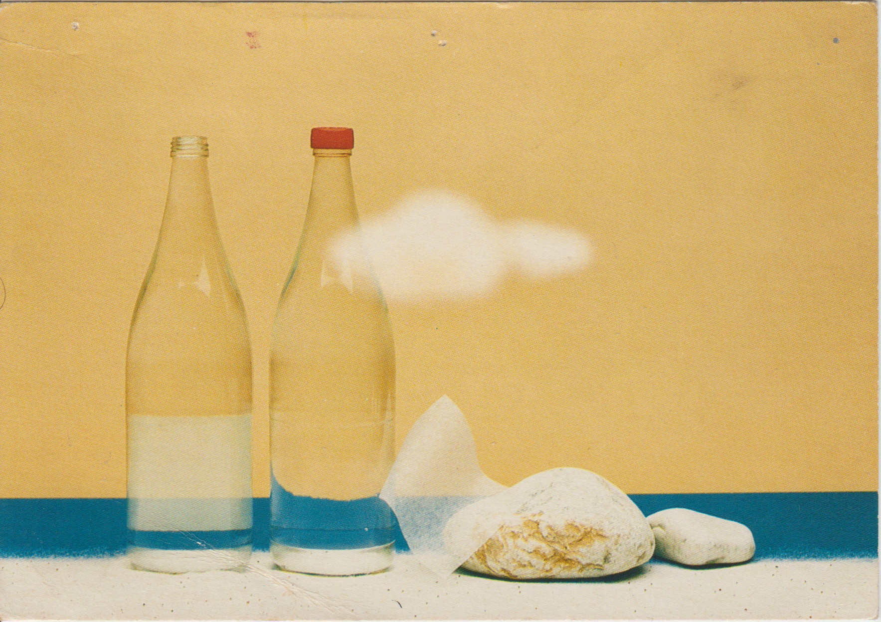 POSTAL 62521 : Ilustracion de dos botellas y dos piedras. Holanda