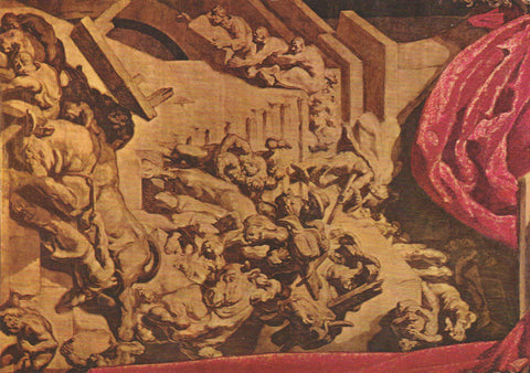 POSTAL 62540 : Jesus arroja a los mercaderes del templo. Vich Catedral. España