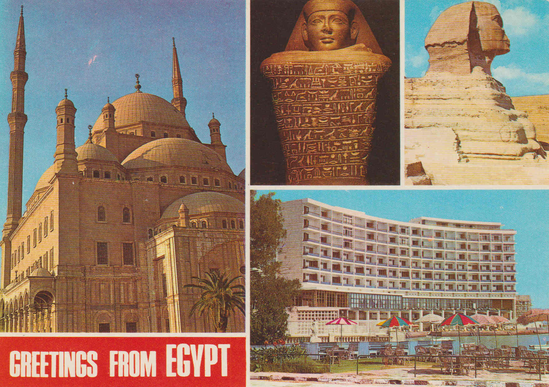 POSTAL 62555 : Hotel palestina. Mezquita de Mohamed.Ciudad de el Cairo. Egipto