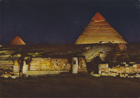 POSTAL 62577 : Magia nocturna en las piramides  de Giza. Egipto