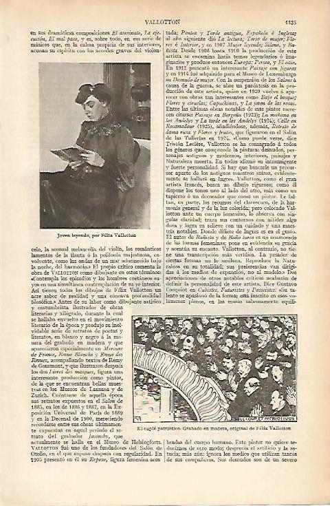 LAMINA ESPASA 4830: Joven leyendo por Vallotton