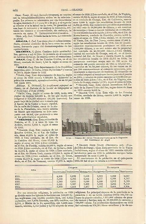LAMINA ESPASA 4979: Palacio de Africa Occidental en la Exposicion del Centenario de Argel