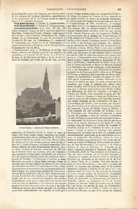 LAMINA ESPASA 4751: Iglesia de Nuestra Señora en Valenciennes Francia