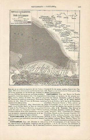 LAMINA ESPASA 4224: Mapa de los Monte Cantabricos