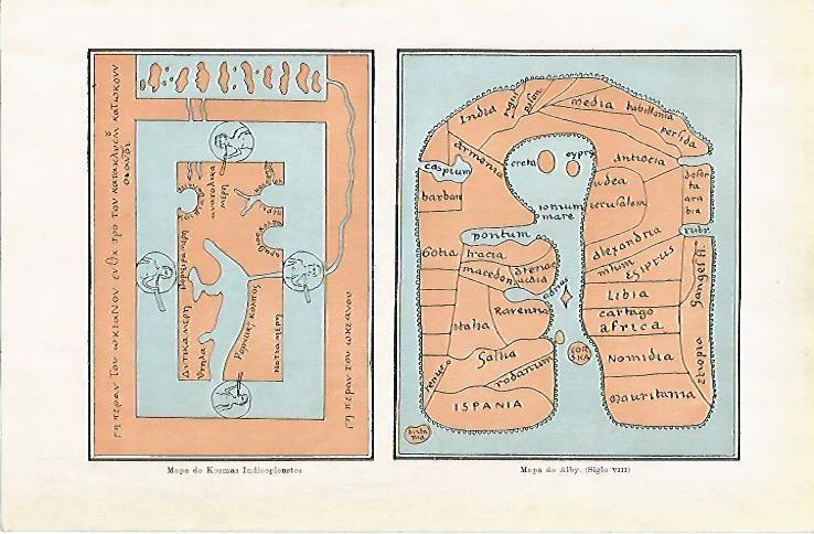 LAMINA ESPASA 4019: Mapa de Alby (siglo VIII) y Mapa de Indicopleustes