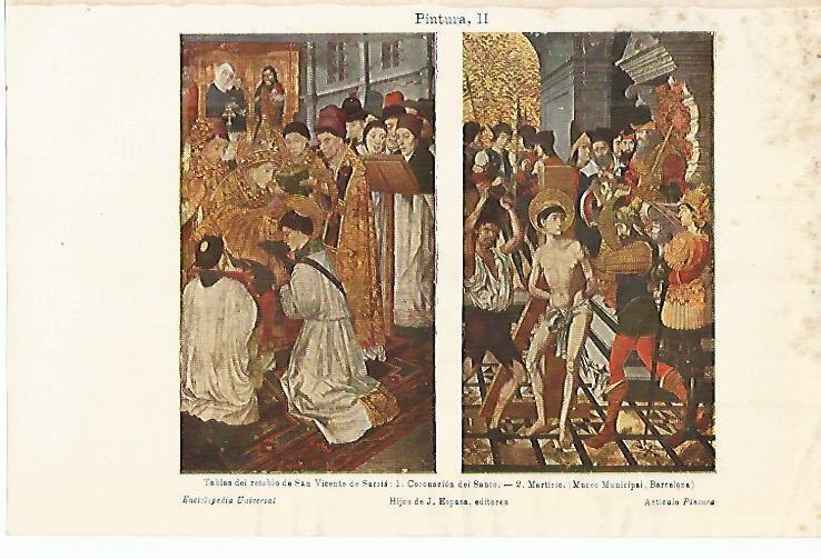 LAMINA DE ESPASA 449: Tablas del Retablo de San Vicente de Sarria Barcelona