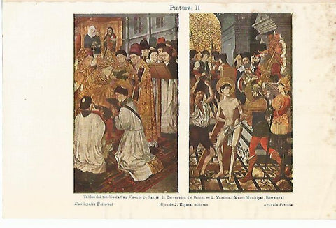 LAMINA DE ESPASA 449: Tablas del Retablo de San Vicente de Sarria Barcelona