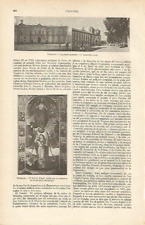 LAMINA ESPASA 4732: Capitania General y Gobierno Civil de Valencia
