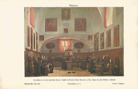 LAMINA ESPASA 4122: Capuchinos en el coro cantando visperass por Navarrete