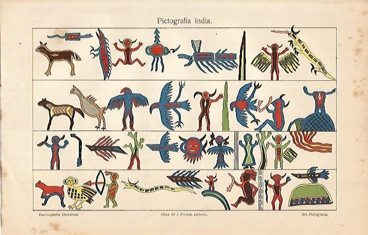 LAMINA DE ESPASA 406: Pictografia india