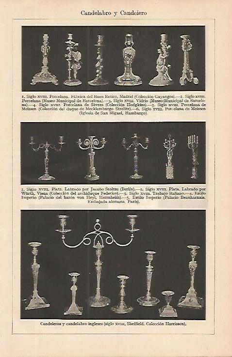 LAMINA ESPASA 4210: Candelabros del siglo XVIII