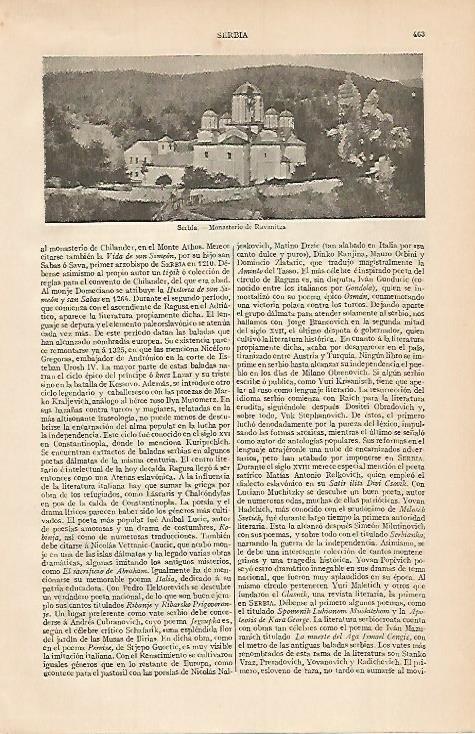 LAMINA ESPASA 595: Monasterio de Ravanitza Serbia