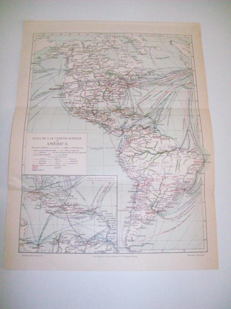 LAMINA ESPASA 5518: Mapa de las comunicaciones de America