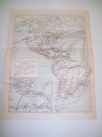 LAMINA ESPASA 5518: Mapa de las comunicaciones de America