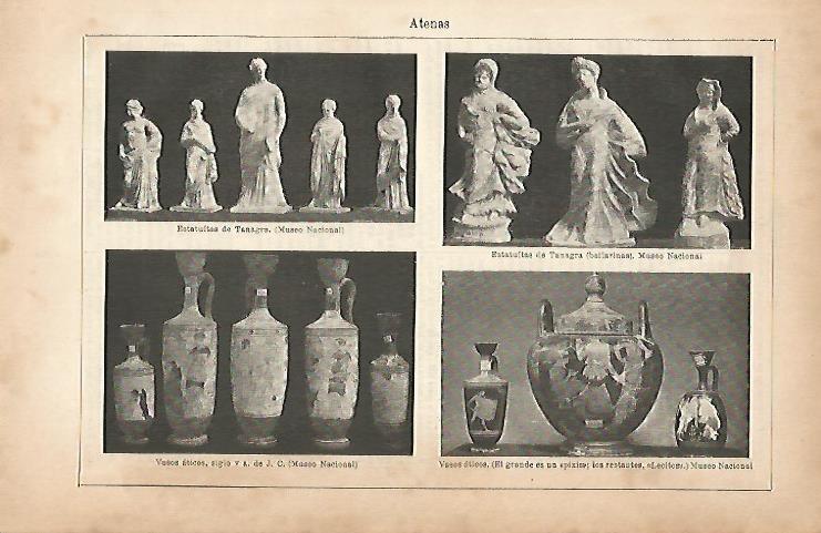 LAMINA ESPASA 5708: Esculturas y ceramica de la antigua Atenas