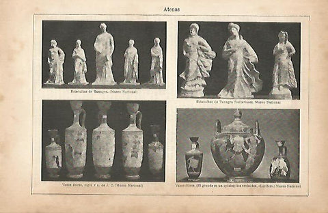 LAMINA ESPASA 5708: Esculturas y ceramica de la antigua Atenas