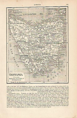 LAMINA ESPASA 5763: Mapa de Tasmania