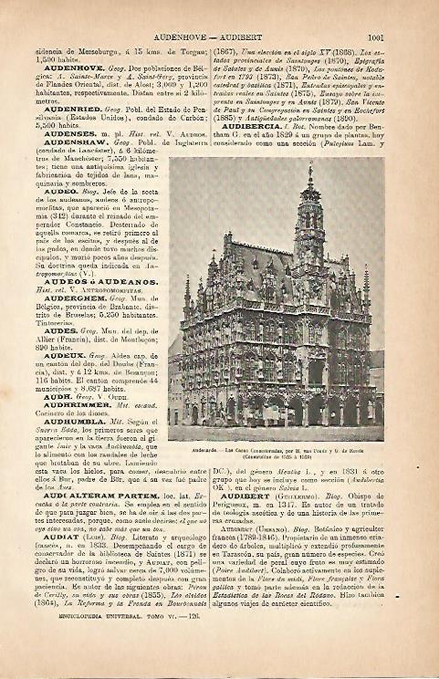 LAMINA ESPASA 5724: Casas Consistoriales de Audenarde Belgica
