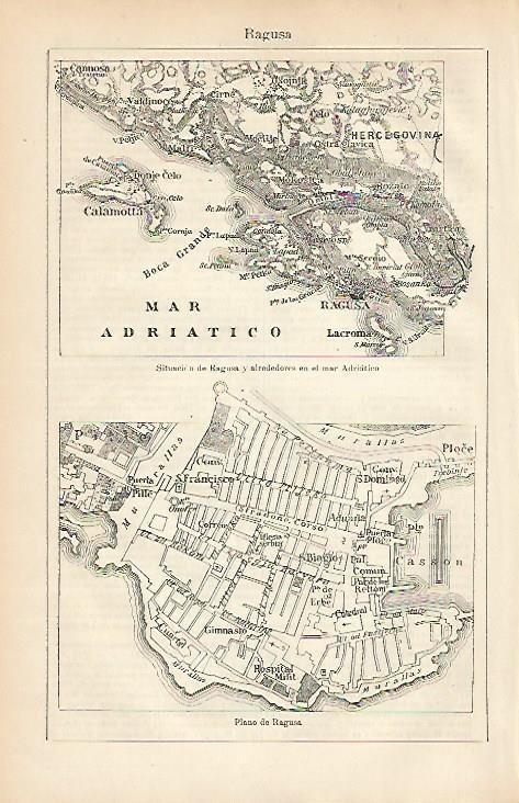 LAMINA ESPASA 5026: Mapa y plano de Ragusa Italia