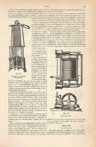 LAMINA ESPASA 5187: Lampara para mineros y tornos de vapor
