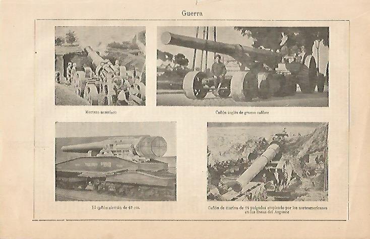 LAMINA ESPASA 504: Cañones de la Primera Guerra Mundial