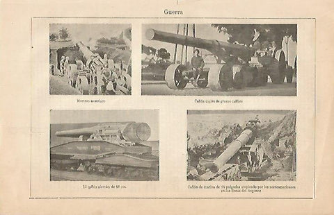 LAMINA ESPASA 504: Cañones de la Primera Guerra Mundial