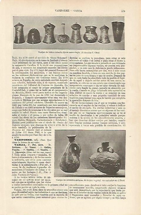 LAMINA ESPASA 5910: Vasijas de vidrio de epoca merovingia 