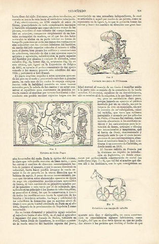 LAMINA ESPASA 5985: Carruaje mecanico de D Ozanam